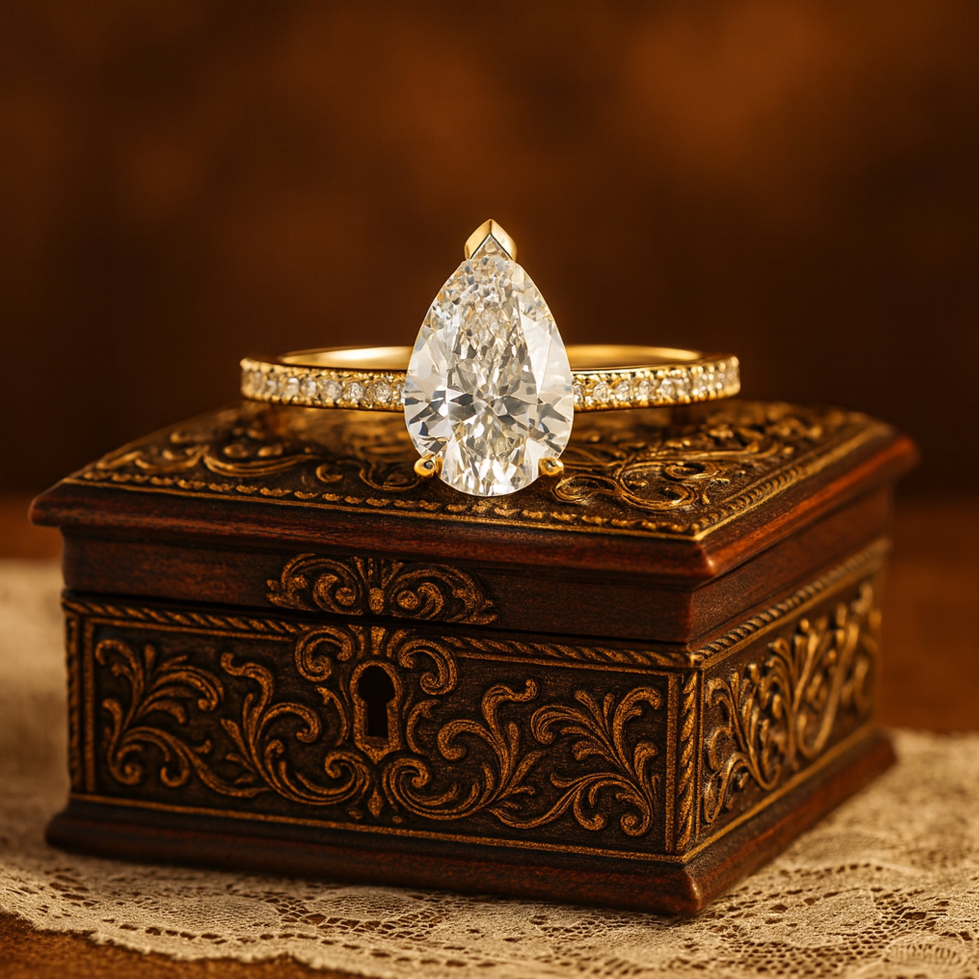Women's Wedding Bands Pear Shaped Pavé Band Ring Engagement Bridal Anniversary Jewelry Gift Love Style 