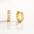 Elegant Diamond Hoop Earrings With Baguette And Round Cuts
