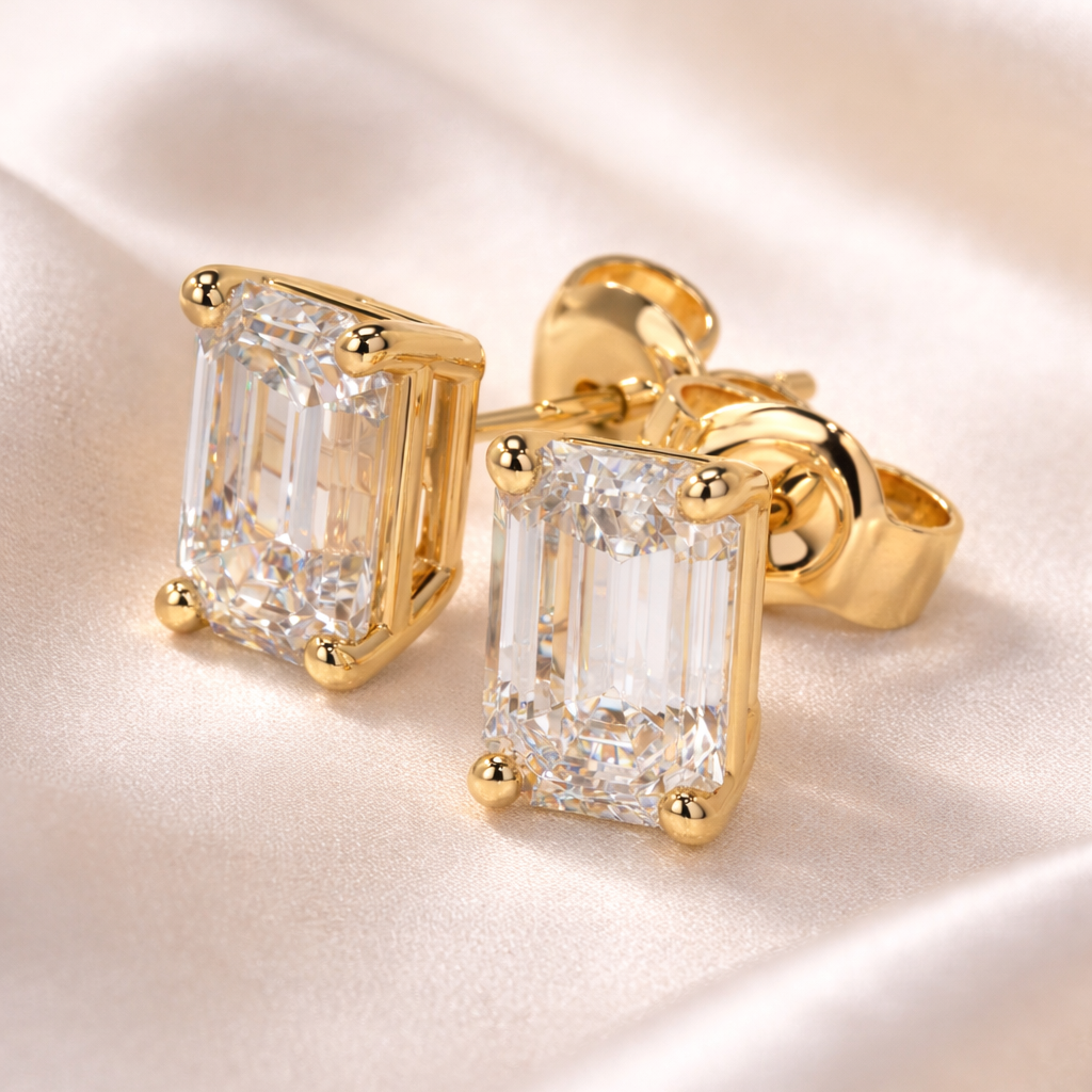 Bezel Diamond Stud Earrings In Yellow Gold
