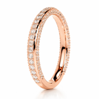 White Gold Triple Row Round Cut Diamond Wedding Band With Prong Set
