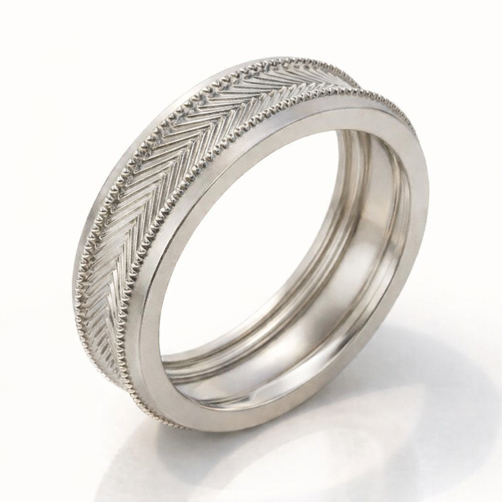 Classic V Shaped Sterling Silver Mens Ring For Wedding And Everyday Wear
