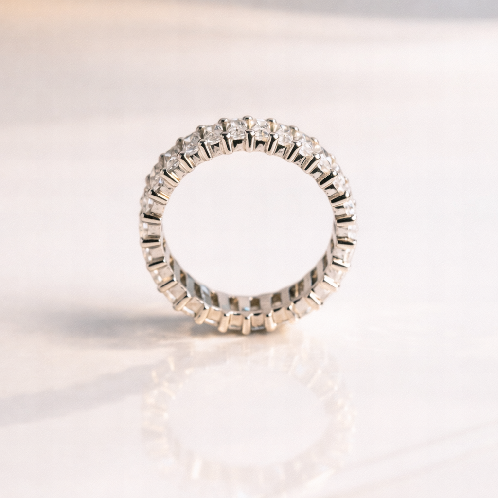 Lab Grown Diamond Emerald Cut Eternity Wedding Band In White Gold
