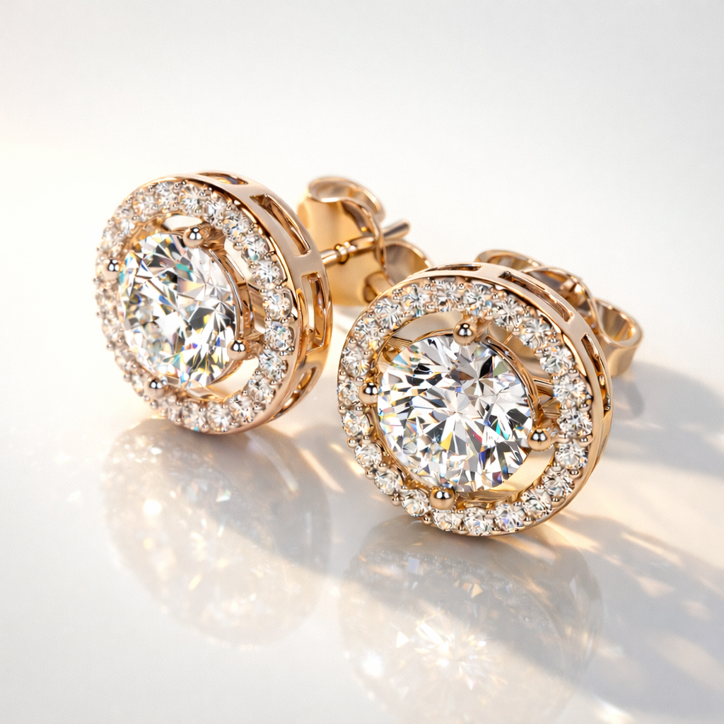 Round Diamond Engagement Earrings By Diiro
