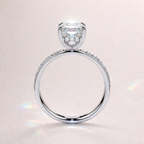 White Gold Hidden Halo Engagement Ring With Pave Diamond Ring Band
