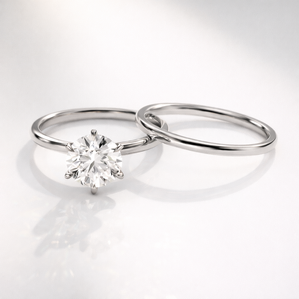 Lab grown diamond solitaire bridal set design
