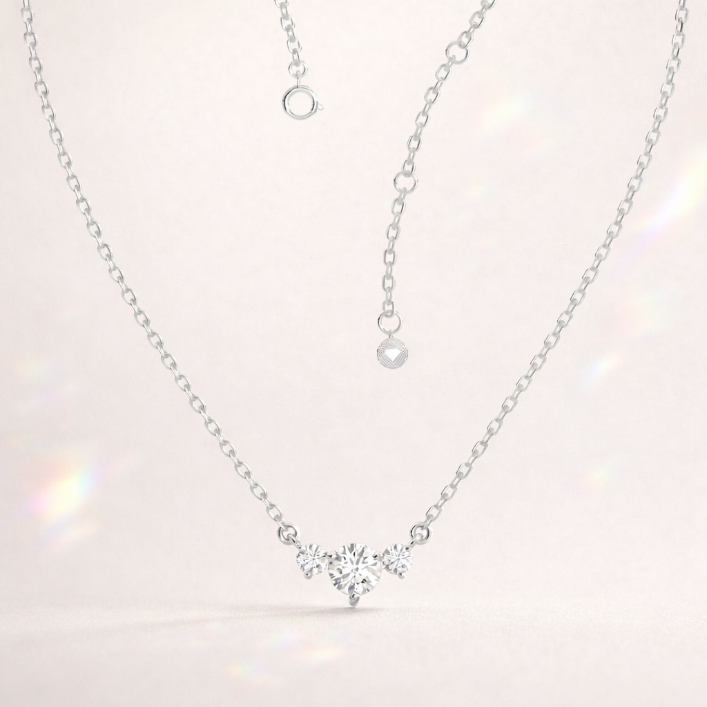 Simple Pendant Featuring Three Stone Pendant In Yellow Gold Pendant Finish
