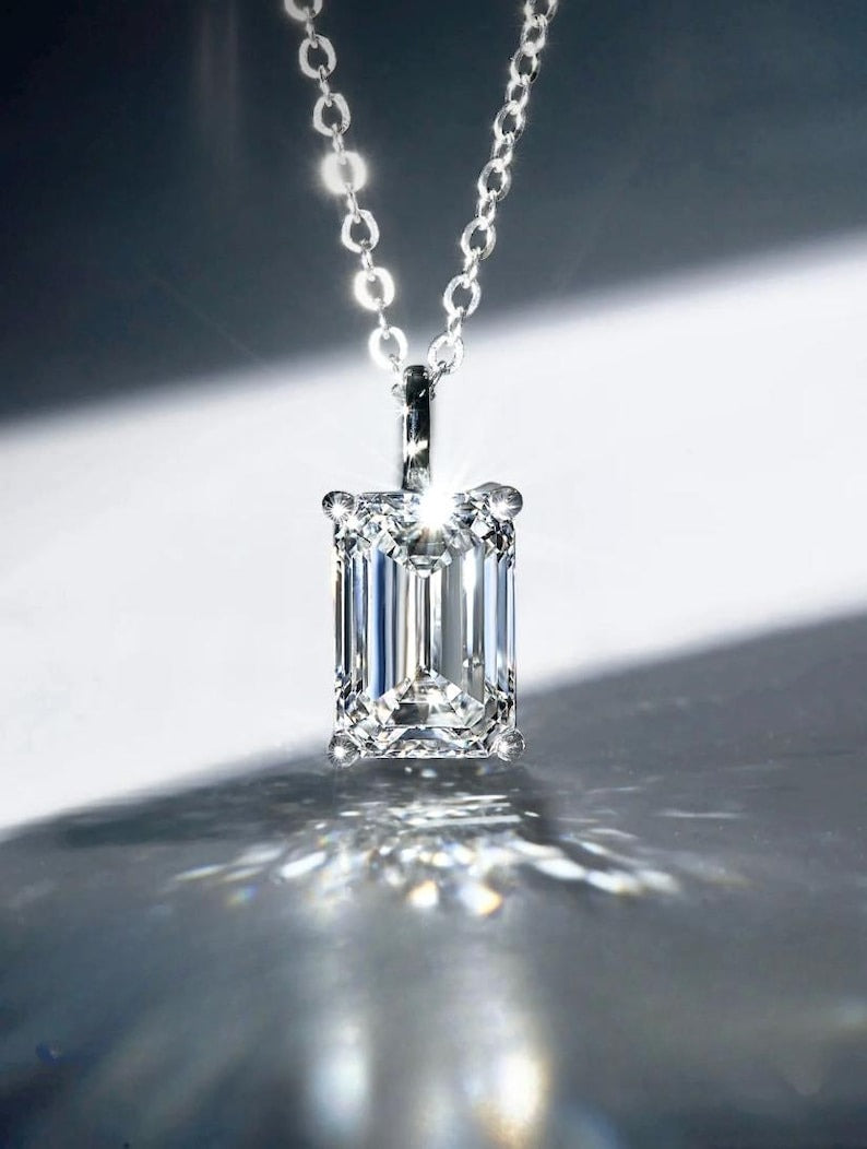 Lab Diamond Pendant With Diamond Pendant Emerald Cut And Minimal Pendant Style