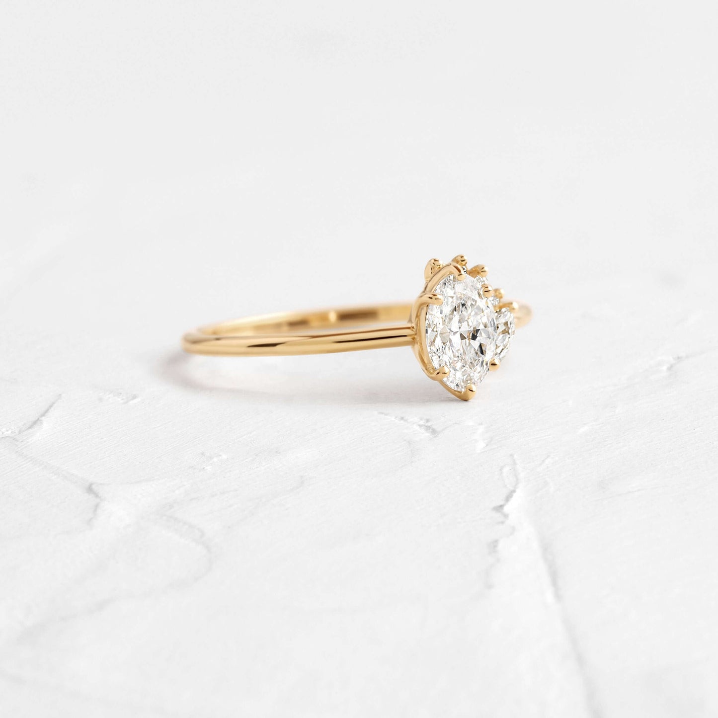 Moissanite Oval Engagement Ring, Cluster Halo Yellow Gold Fine Jewelry With Brilliance