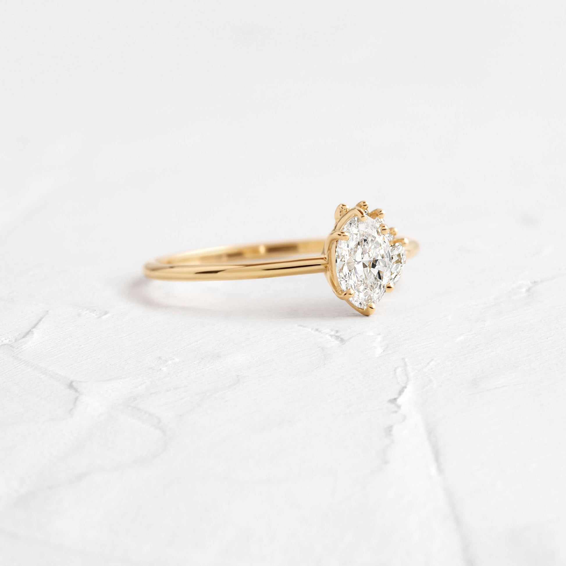 Moissanite Oval Engagement Ring, Cluster Halo Yellow Gold Fine Jewelry With Brilliance