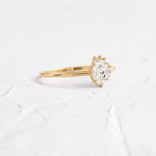 Moissanite Oval Engagement Ring, Cluster Halo Yellow Gold Fine Jewelry With Brilliance