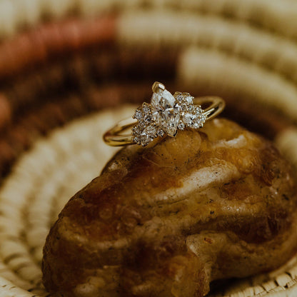 Marquise Cluster Moissanite Engagement Ring, Gold Promise Wedding Fine Jewelry With VVS1 Clarity Stones