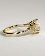 Round Cut Diamond Or Moissanite Engagement Ring With Side Stones