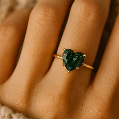 Heart Cut Moissanite Engagement Ring In Gold, Wedding Proposal Gemstone Jewelry With Timeless Romantic Setting