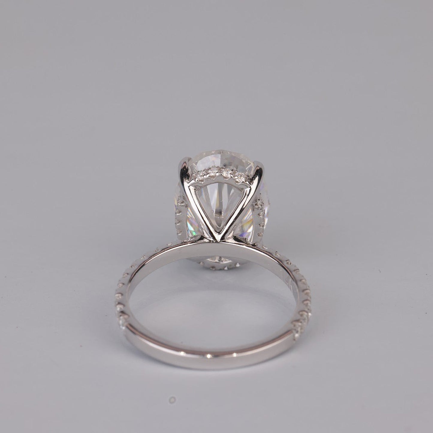 Engagement Oval Ring, Moissanite Halo Setting Gold Fine Jewelry With Romance
