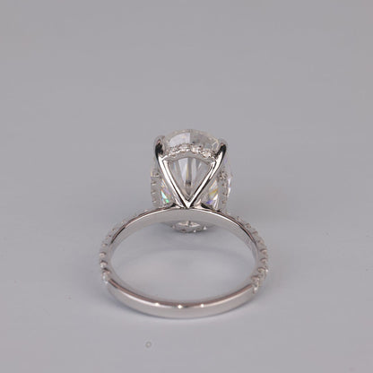 Engagement Oval Ring, Moissanite Halo Setting Gold Fine Jewelry With Romance