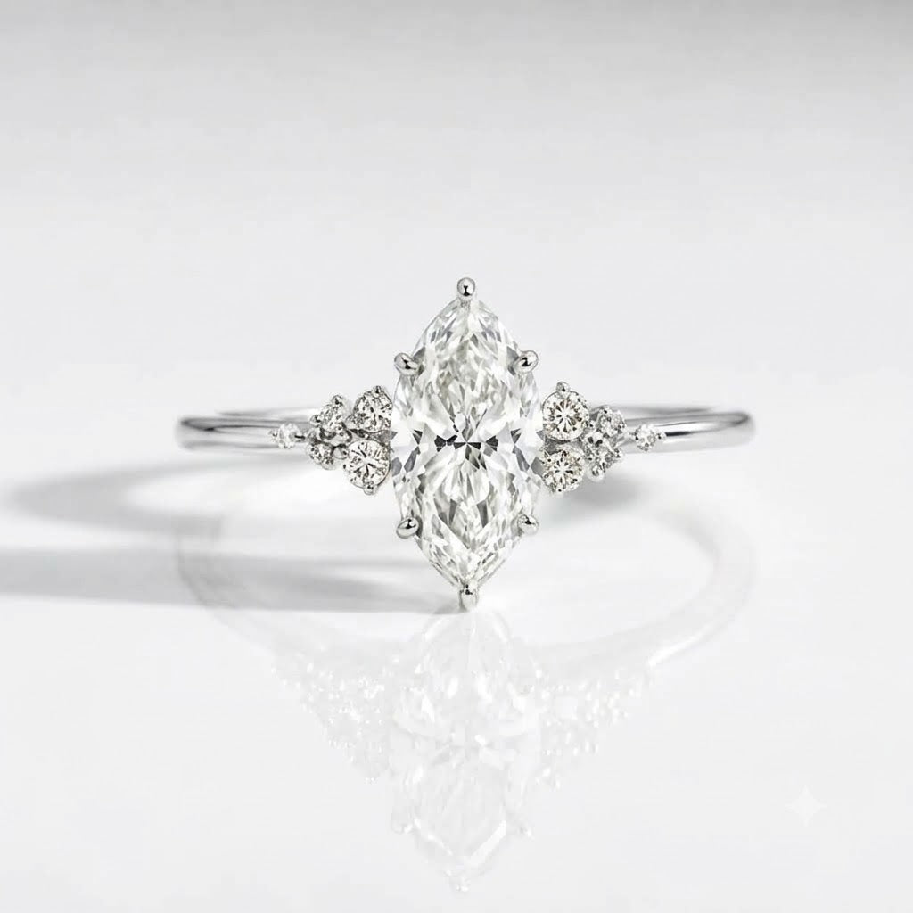 Women's Marquise Cut Ring with Side Stones