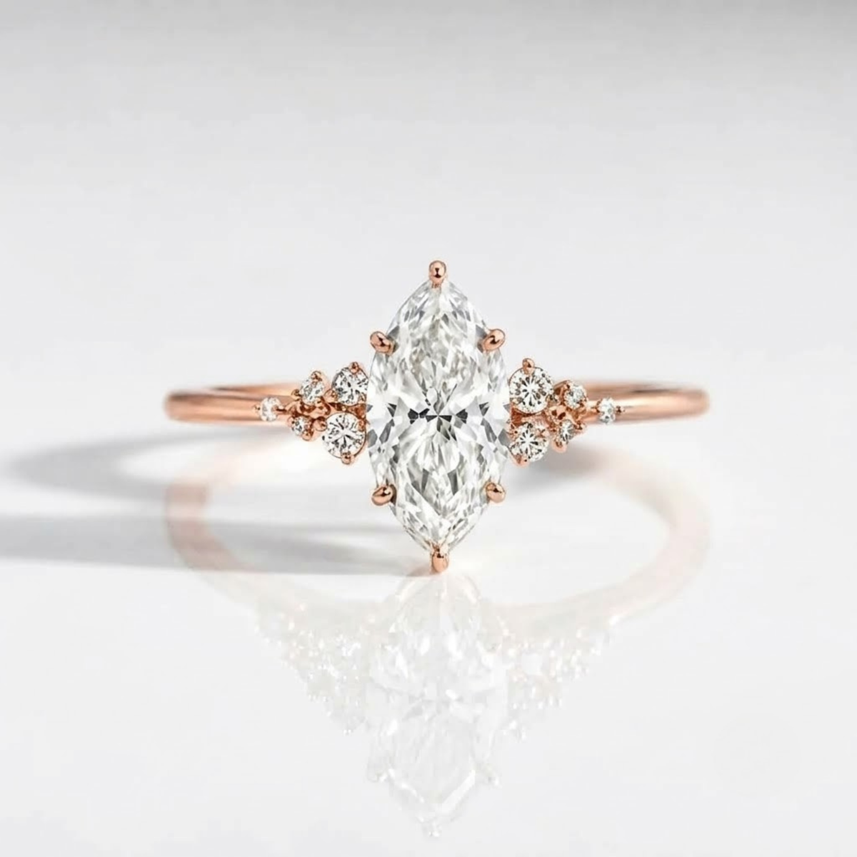 Women's Marquise Cut Ring with Side Stones