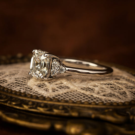 December Birthstone Asscher Cut Ring, Wedding Engagement Jewelry With Step-Cut Facets And Timeless Vintage Style
