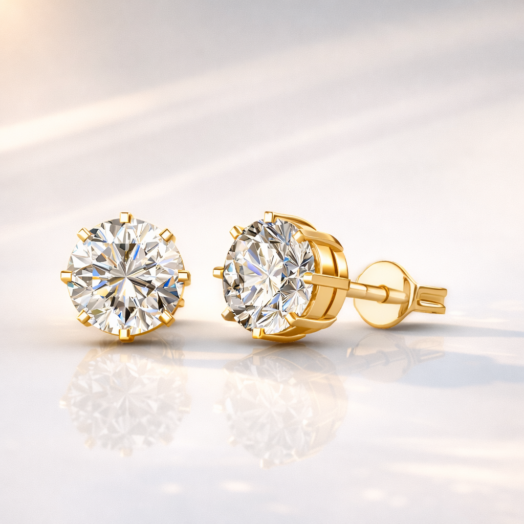 Round Cut Solitaire Diamond Earrings