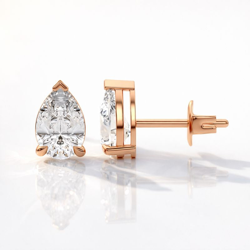 V Prong And Claw Prong Setting White Gold Earrings Moissanite Diamond Earrings.
