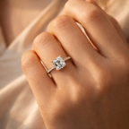 Hidden Halo Engagement Ring In Yellow Gold With 4 Claw Prong Setting
