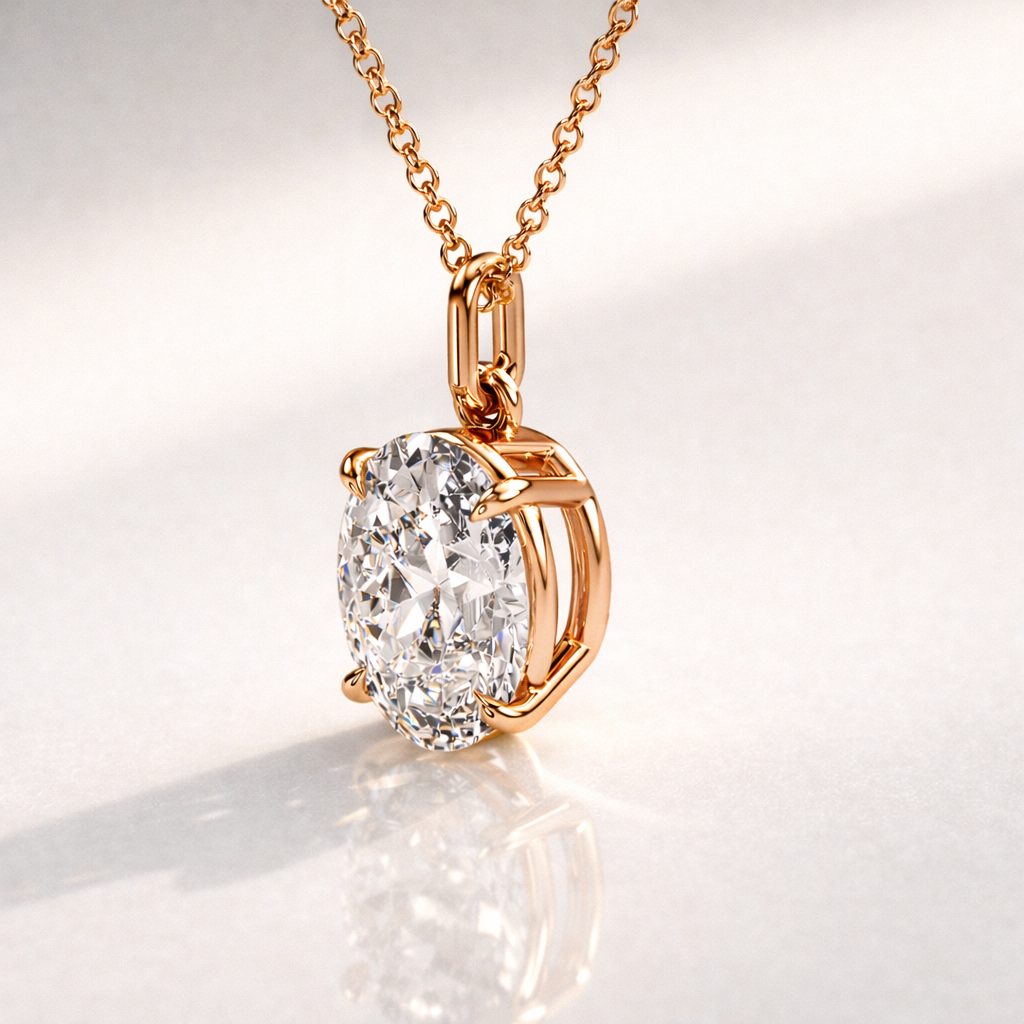 Oval Lab Grown Diamond Pendant In White Gold
