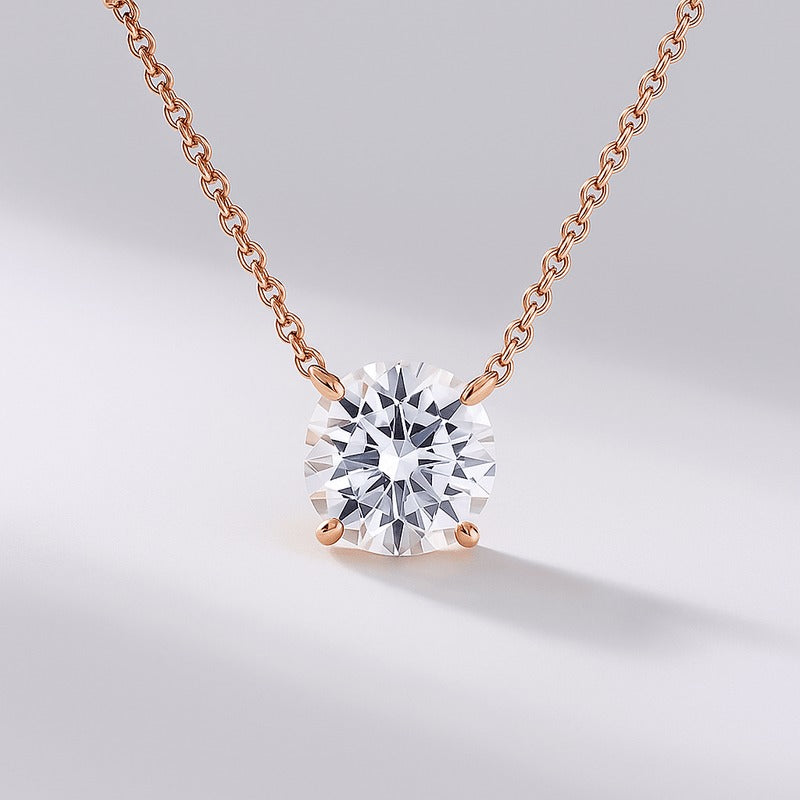 Custom Moissanite Pendant Featuring 1 Carat Solitaire Diamond Pendant Look By Diiro

