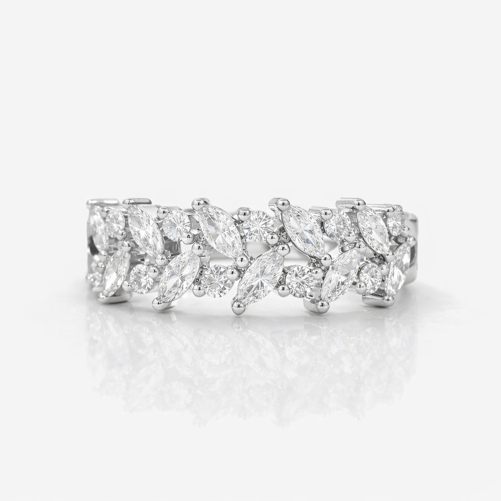 Lab Grown Diamond Wedding Band With Marquise And Round Cuts
