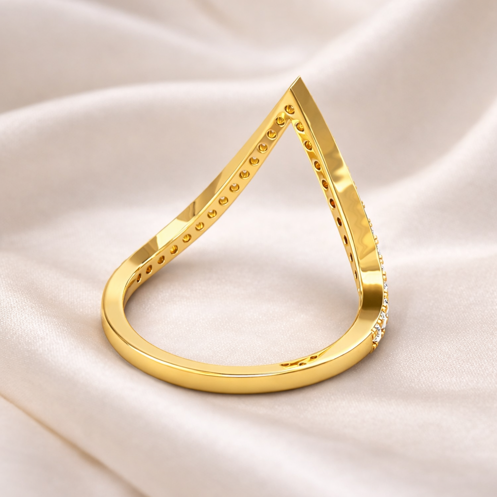 Yellow Gold Wedding Band Chevron Wedding Ring Elegant And Timeless
