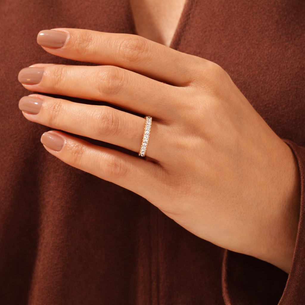 Custom Baguette Cut Half Eternity Wedding Ring
