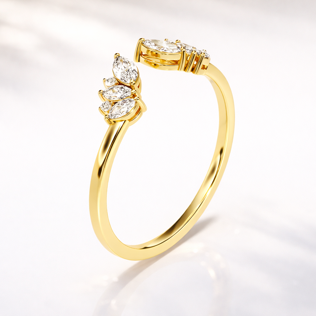 Minimal open gap wedding band in rose gold finish
