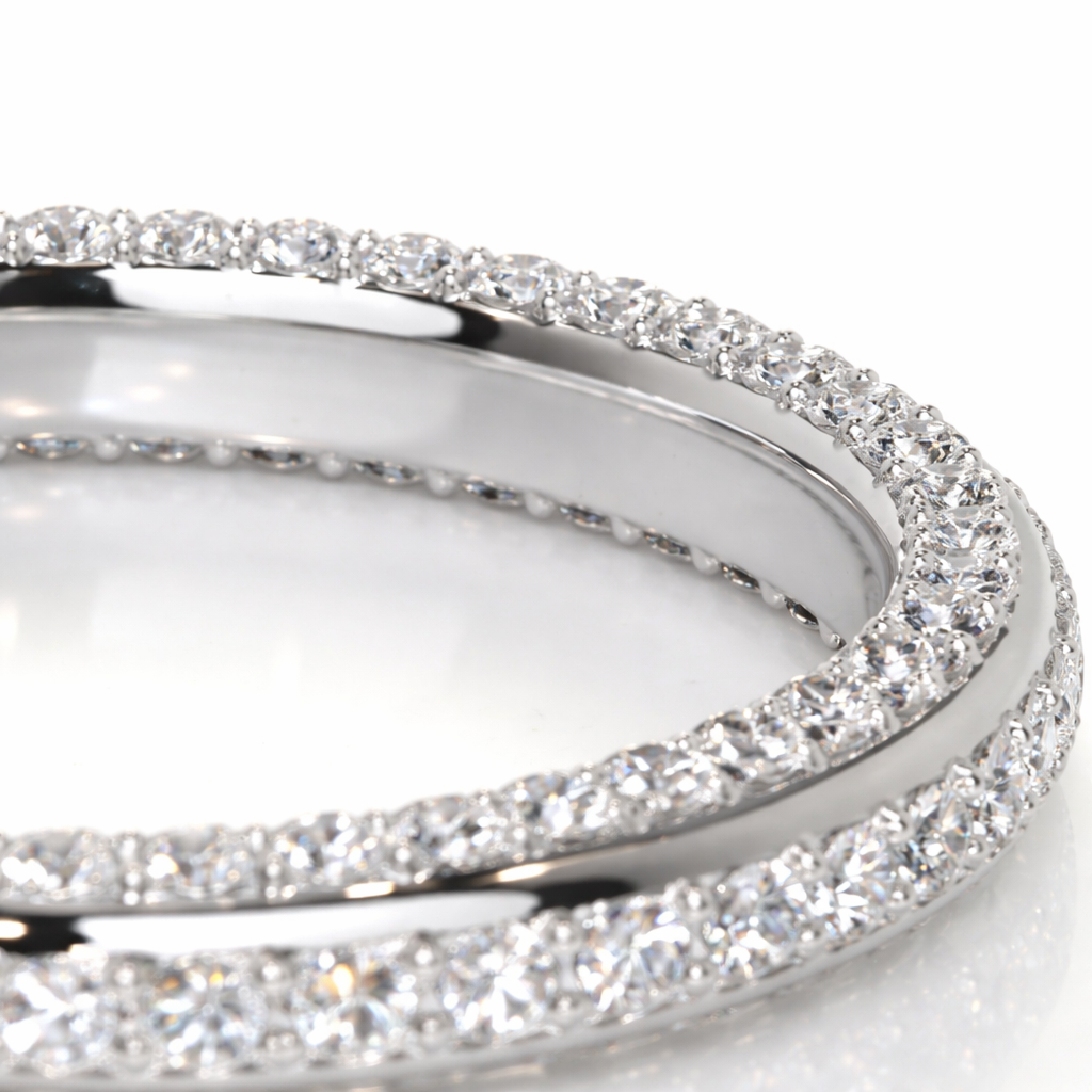Moissanite Triple Row Diamond Wedding Band With Round Cut Design
