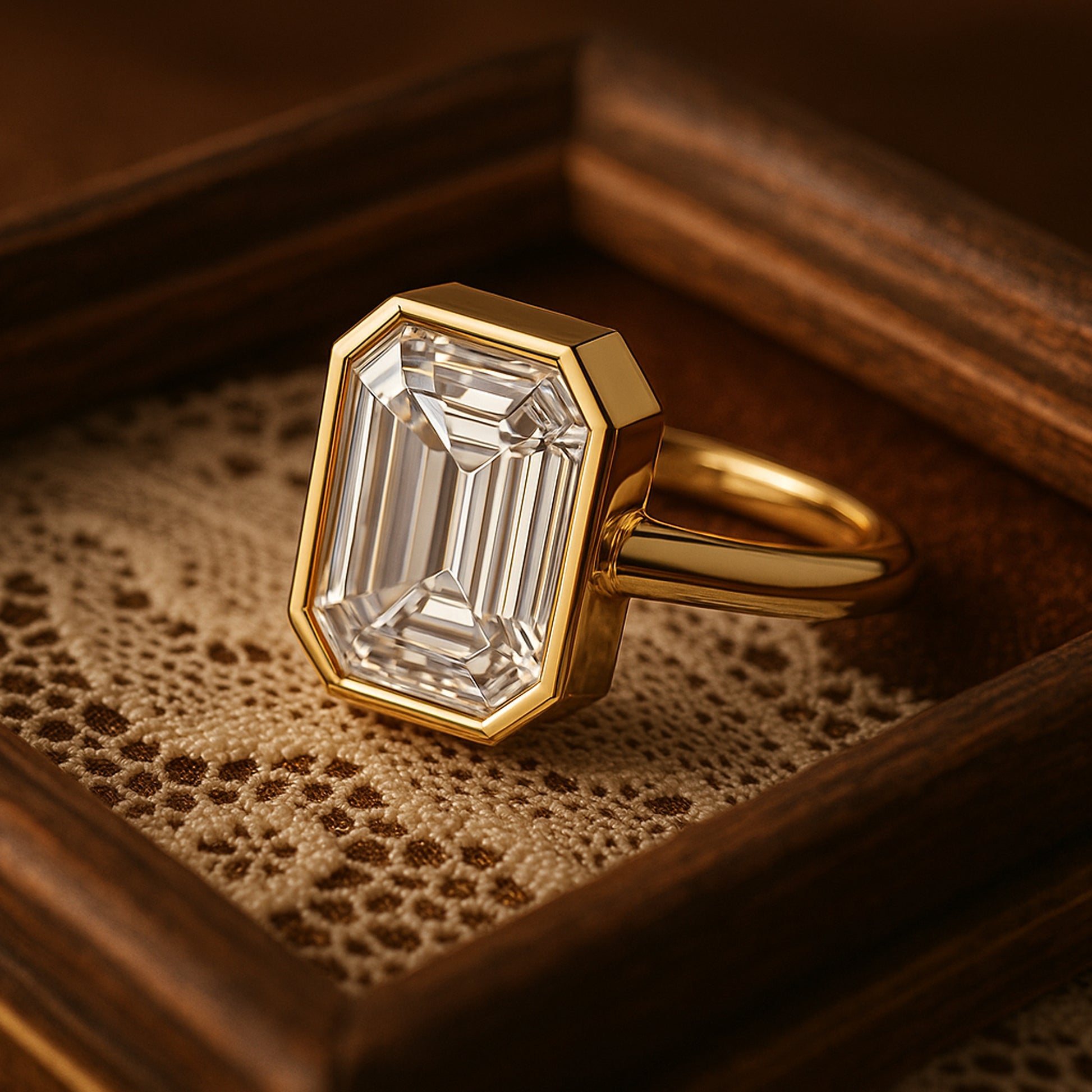 Modern White Diamond Solitaire Ring In Yellow Gold Crafted For Sophisticated Brides And Special Moments.