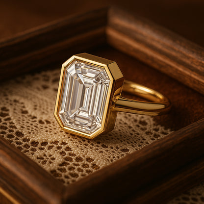Modern White Diamond Solitaire Ring In Yellow Gold Crafted For Sophisticated Brides And Special Moments.