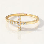 Christian Cross Wedding Band With Diamond Or Moissanite
