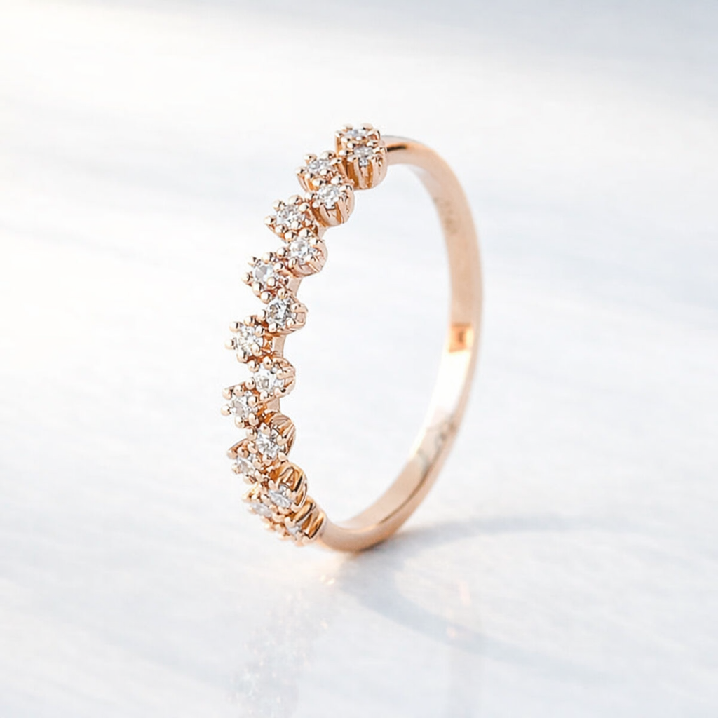 Round Brilliant Cut Zig Zag Anniversary Wedding Band
