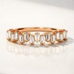 Rose Gold Zig Zag Baguette Cut Wedding Band With Elegant Finish
