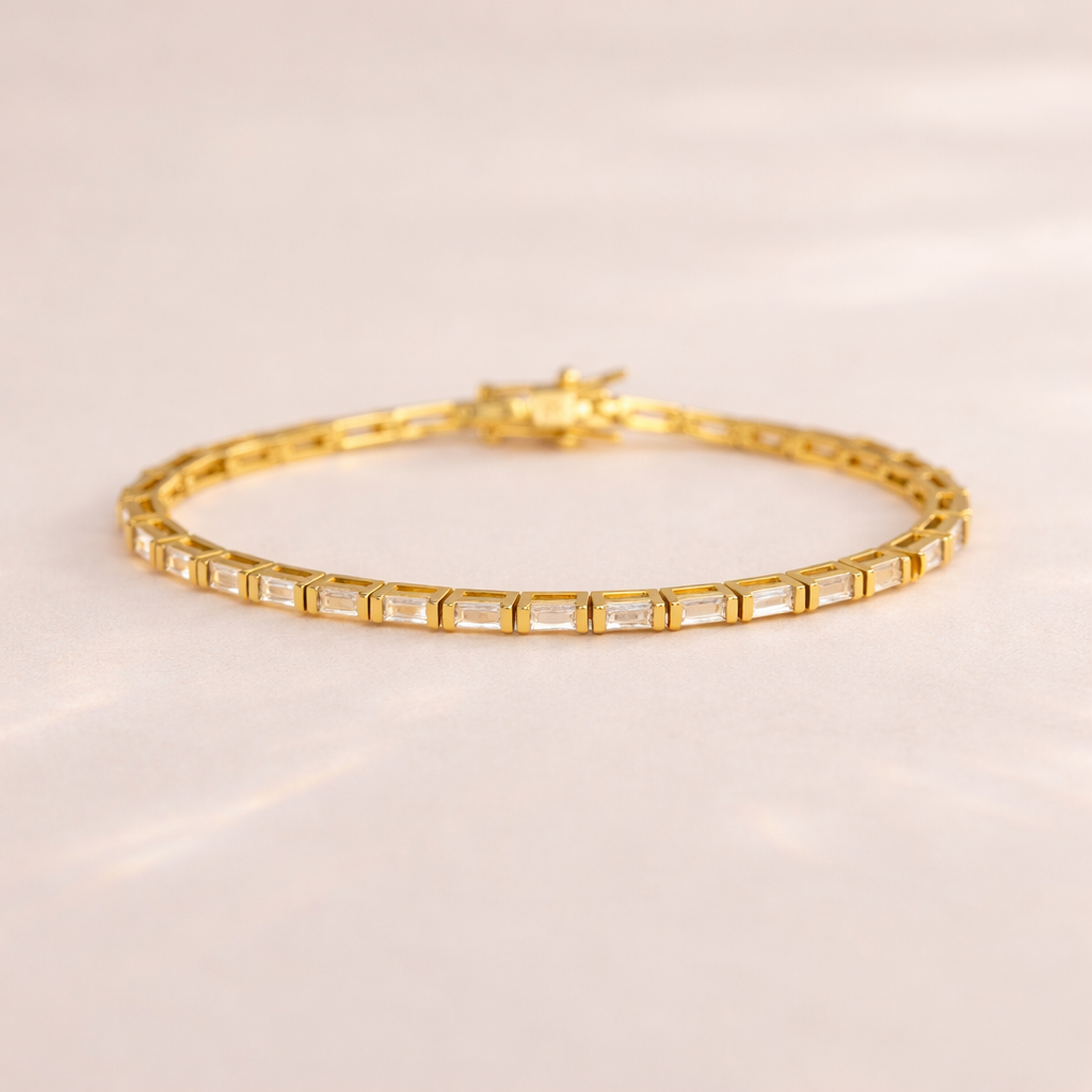 Baguette Tennis Bracelet In Yellow Gold
