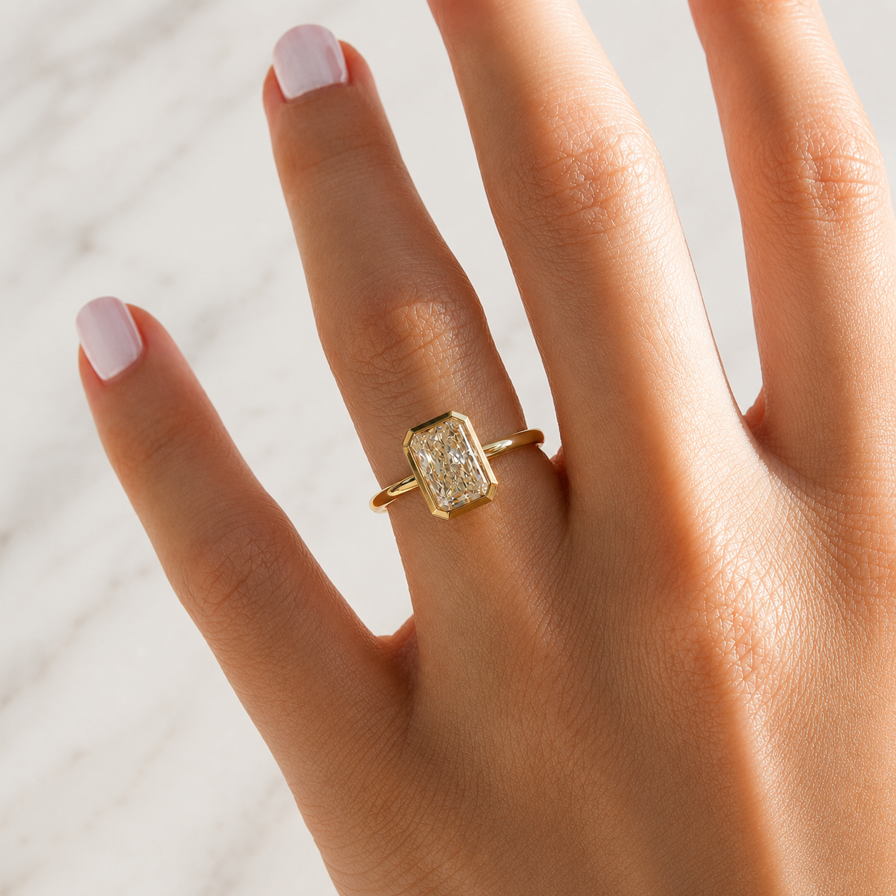 Pave Diamond Ring Band Yellow Gold Engagement Ring Custom Engagement Ring.
