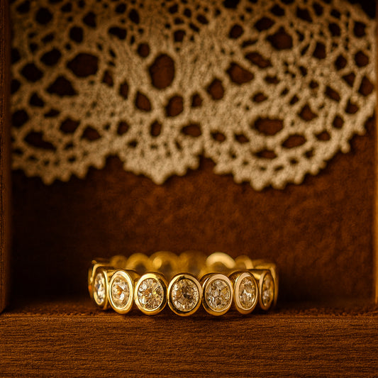Women Marriage Rings Bezel Set Diamond Eternity Band Rose Gold Wedding