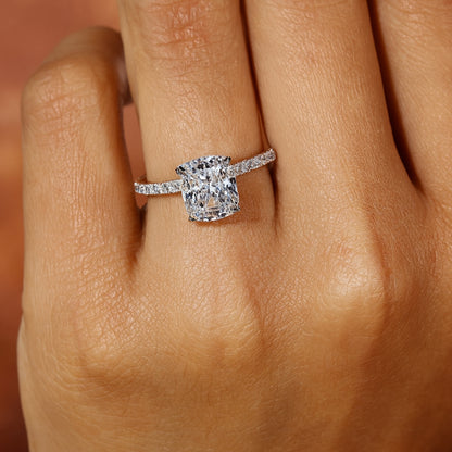 Women's Rings Wedding Cushion Cut Diamonds Engagement Rings Pave Band