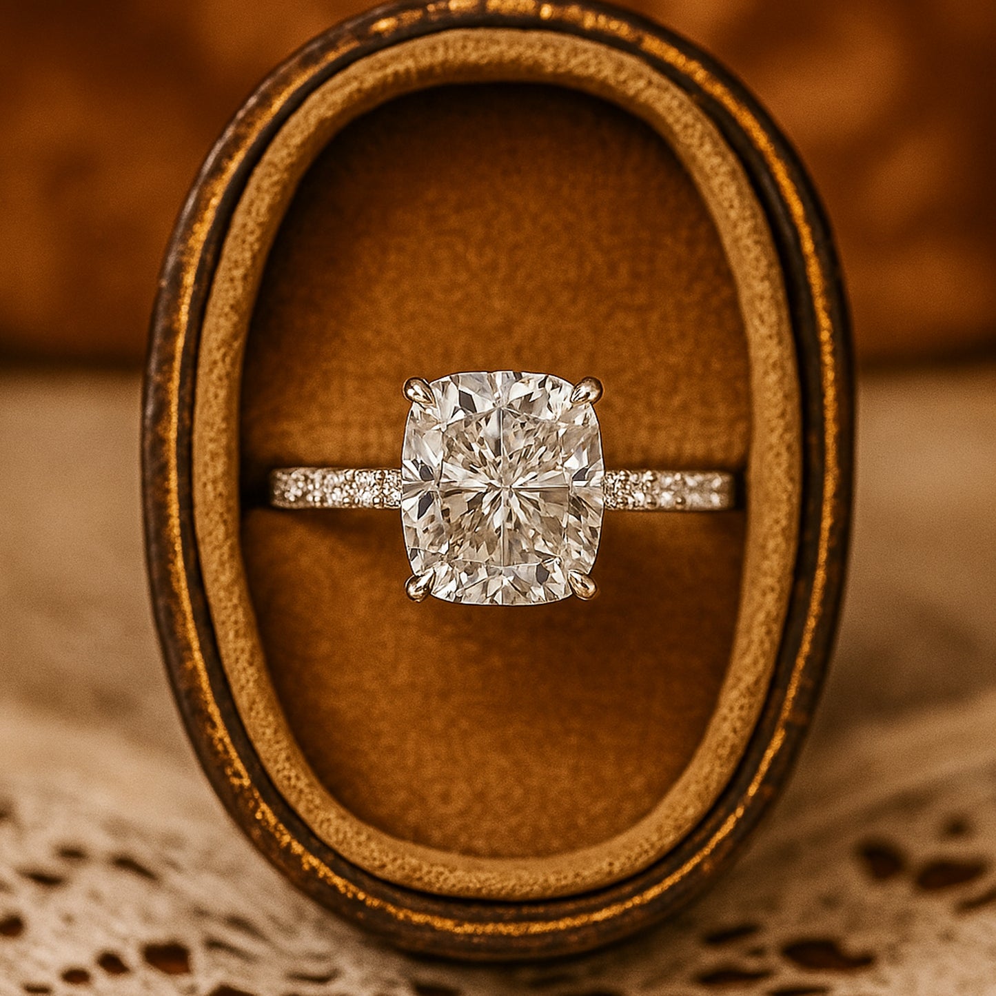Women's Rings Wedding Cushion Cut Diamonds Engagement Rings Pave Band