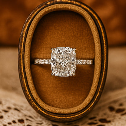 Women's Rings Wedding Cushion Cut Diamonds Engagement Rings Pave Band