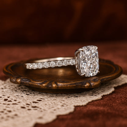Women's Rings Wedding Cushion Cut Diamonds Engagement Rings Pave Band