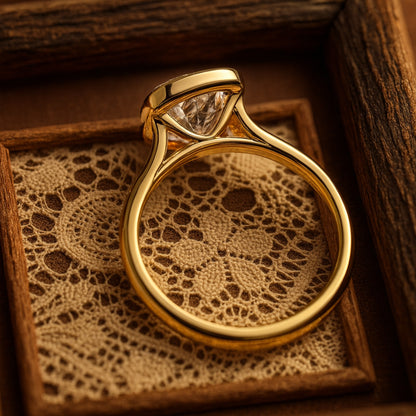 Wedding Ring Types Cushion Cut Diamond Engagement 10K Yellow Gold Ring