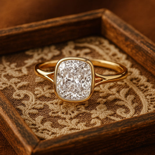 Wedding Ring Types Cushion Cut Diamond Engagement 10K Yellow Gold Ring