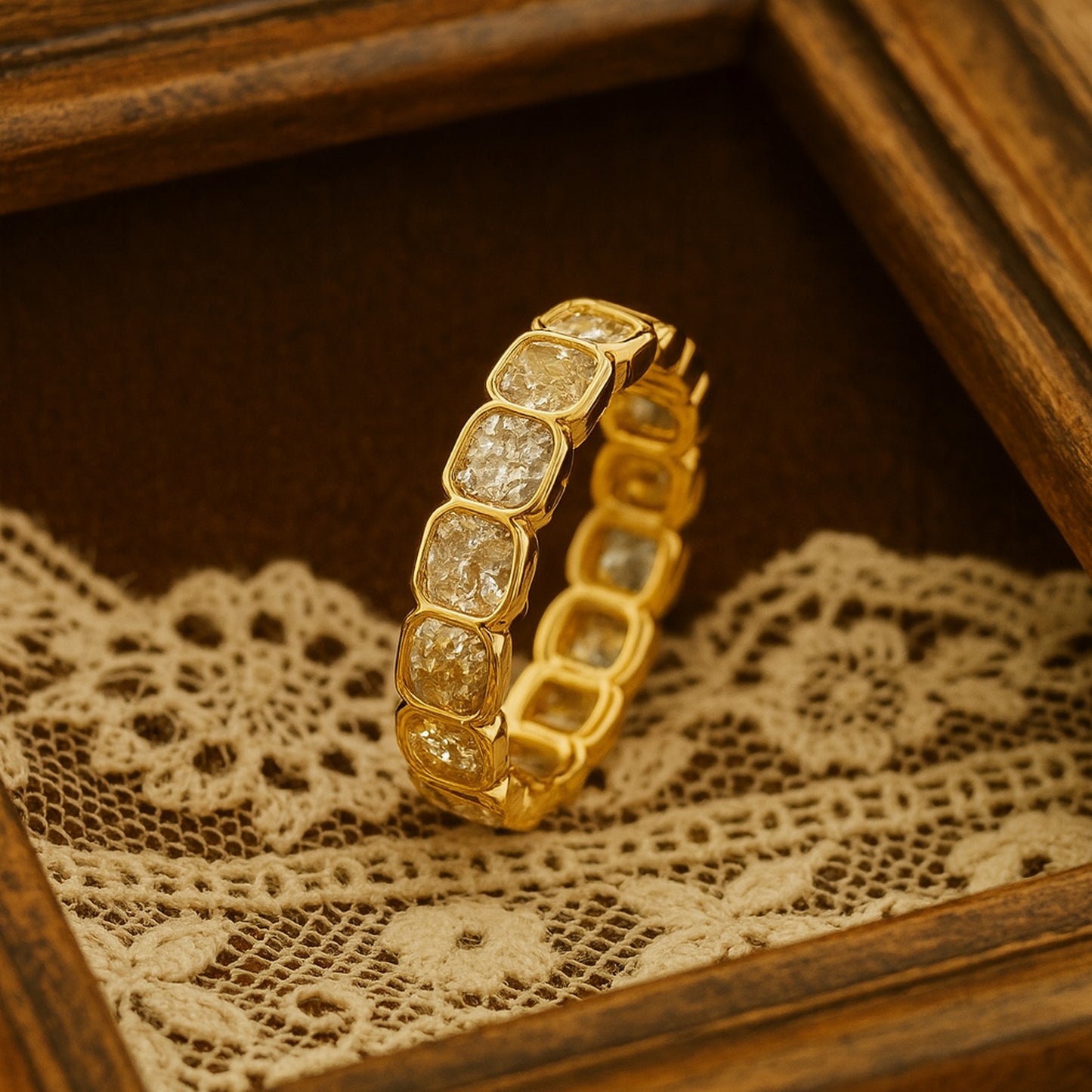 September Born Birthstone Oval Diamond Gold Eternity Band Wedding Gift