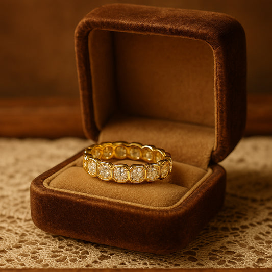September Born Birthstone Oval Diamond Gold Eternity Band Wedding Gift