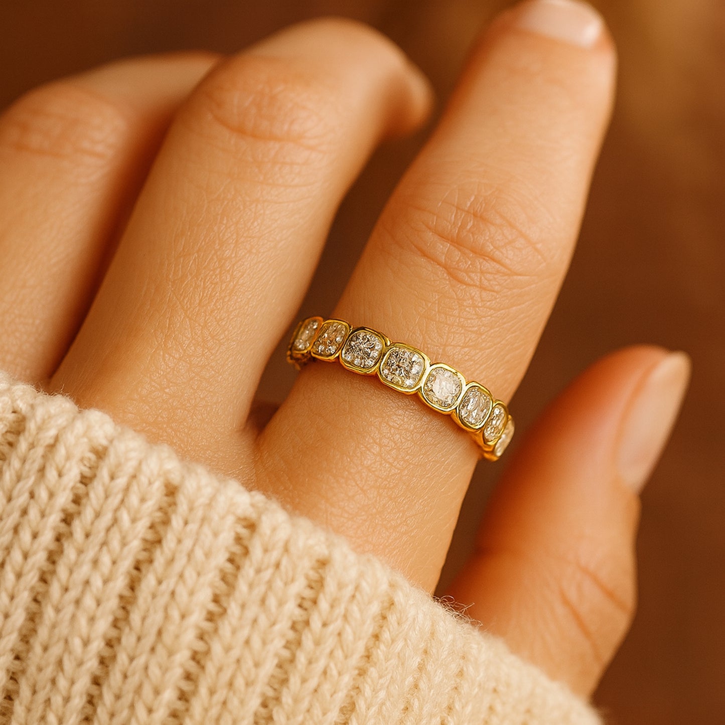 September Born Birthstone Oval Diamond Gold Eternity Band Wedding Gift