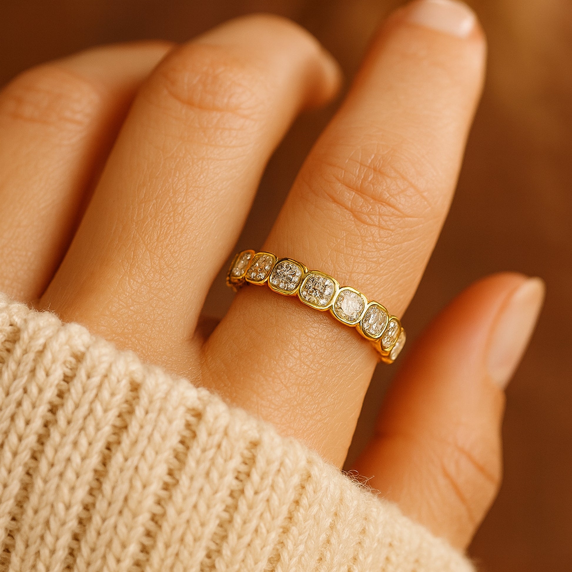 September Born Birthstone Oval Diamond Gold Eternity Band Wedding Gift